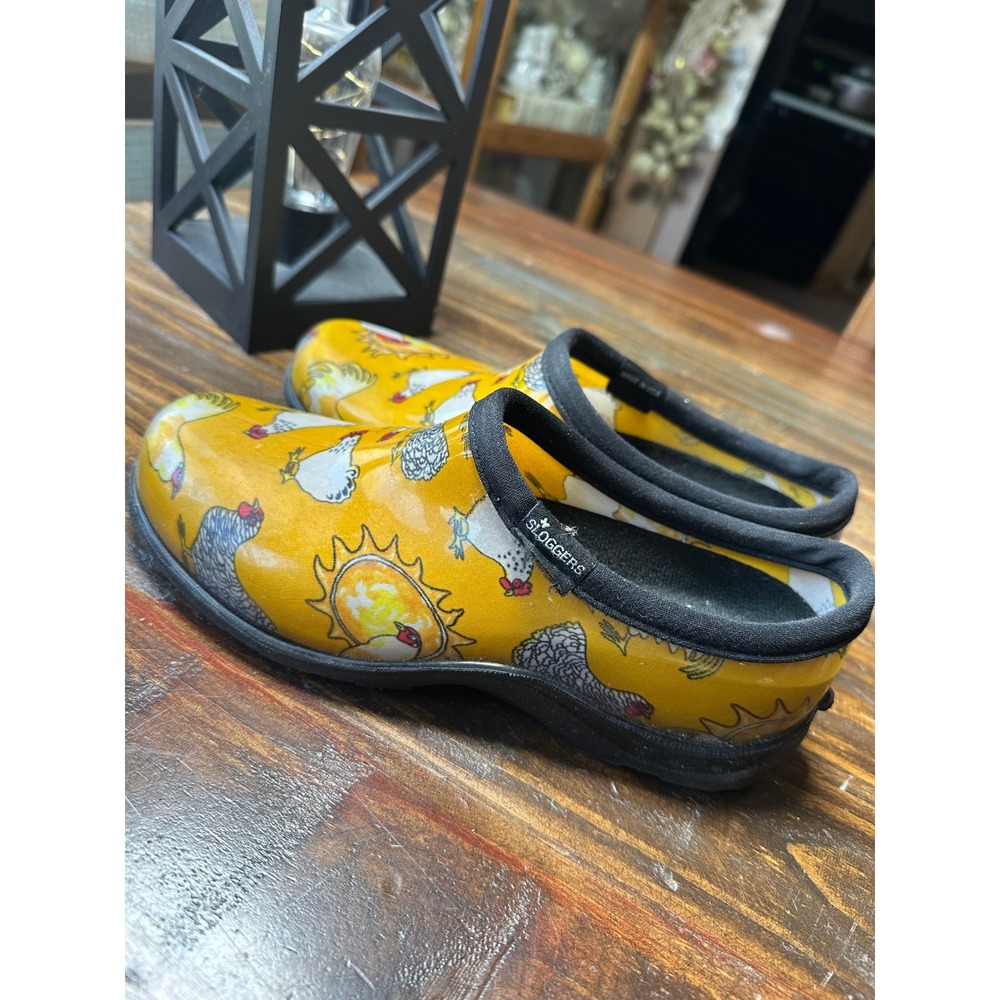 Sloggers Womens 8 Yellow Chicken Sun Print Waterproof Garden Shoes Clogs USA - Picture 3 of 9